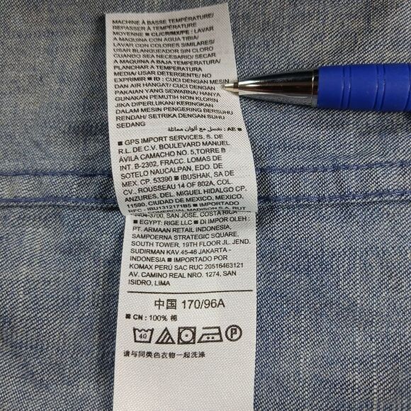 Old Navy Men's Small Dark Chambray Button Down Short Sleeve Shirt. Blue. Cotton. - Picture 10 of 10